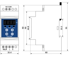 Grand Meyer SMM9050 temperatūros valdiklis su išoriniu patalpos jutikliu, 16A, DIN -20+100°C/230V