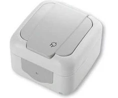 Panasonic Palmiye virštinkinis, hermetiškas, pilkas vienvietis kištukinis lizdas (Schuko, IP54), (90555508)
