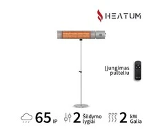 Pastatomas Infraraudonųjų spindulių šildytuvas Heatum H2000R URBAN Sidabrinis su vienkoju stovu