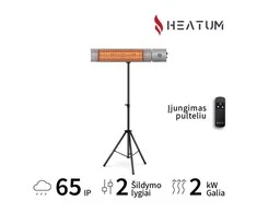 Pastatomas Infraraudonųjų spindulių šildytuvas Heatum H2000R URBAN Sidabrinis su trikoju stovu