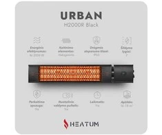 Pastatomas Infraraudonųjų spindulių šildytuvas Heatum H2000R URBAN Juodas su vienkoju stovu