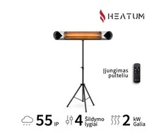 Pastatomas Infraraudonųjų spindulių šildytuvas Heatum H2000R CORE Sidabrinis su trikoju stovu