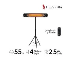Pastatomas Infraraudonųjų spindulių šildytuvas Heatum H2500R CORE Juodas su trikoju stovu