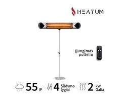 Pastatomas Infraraudonųjų spindulių šildytuvas Heatum H2000R CORE Sidabrinis su vienkoju stovu