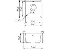 Compotexa Akmens masės plautuvė HELIKA Arca SQA100W, Silicsana spalva: Pilka| Aliumetallic 202