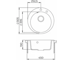 Compotexa Akmens masės plautuvė HELIKA Clarus SR100W, Silicsana spalva: Juoda | Juodas metallic 601