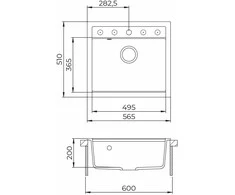 Compotexa Akmens masės plautuvė HELIKA Quadro SQQ100W, Silicsana spalva: Grafitas | Graphite 222