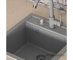Compotexa Akmens masės plautuvė HELIKA Quadro SQQ100W Smėlio | rusvai gelsvas 110