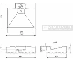 Praustuvas voniai Locus BQW600, Silicsana spalva: Juoda | Juodas metallic 601