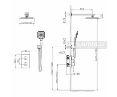 Termostatinė dušo sistema TURTL Versa 3393S-001 chromas