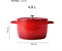 Emaliuotas ketaus puodas TETSU Stew 4,8 litro, Raudonas, 26 cm.