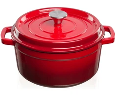 Emaliuotas ketaus puodas TETSU Stew 4,8 litro, Raudonas, 26 cm.