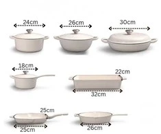Emaliuotų ketaus puodų rinkinys TETSU Stew 7, Baltas