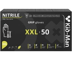 MAN Pirštinės vienkartinės nitrilinės GRIP "XXL" 50vnt. juodos