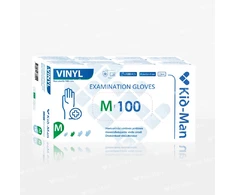 Kid Man Vienkartinės Vinilinės Pirštinės, Dydis M, 100 vnt Pakuotė