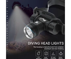 LED Galvos Žibintas BORUiT YHX-1362, Nardymui iki 60m Po Vandeniu