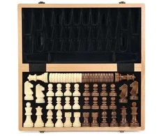 Medinis magnetinis šachmatų ir šaškių rinkinys THOMS Gold Knight 2 viename, 15″
