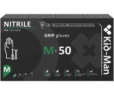 Nitrilinės pirštinės Kid-Man Juodas Grip N50, dydis M