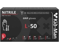 MAN Pirštinės vienkartinės nitrilinės GRIP "L" 50vnt. juodos