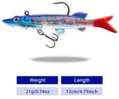 Silikoninis masalas su Jig galvute AsaTsuri T-Tail 3D BlueTiger 12 cm, 23g