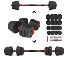 Tomaz Sport Keičiamo Svorio Hantelių ir Štangos Komplektas, 30 kg