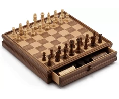 Tomaz Sport Šachmatų-Šaškių Rinkinys Riešuto Medžio, Karalius 7,6cm