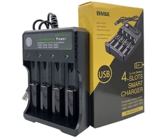 USB Baterijų Įkroviklis BMAX 3.7V, 4 Lizdų 18650