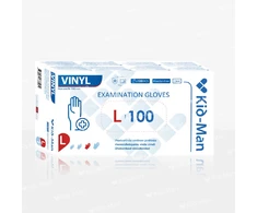 Kid Man Vienkartinės Vinilinės Pirštinės, Dydis L, 100 vnt Pakuotė