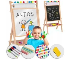 Ricokids Vaikiška dvipusė magnetinė piešimo lenta su priedais