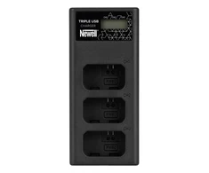 Baterijų Įkroviklis - Newell CD-USB-C Trijų Baterijų Įkroviklis Sony NP-FW50 Baterijoms, USB-C, Micro USB, Juodas