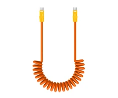 Kabelis - Newell USB-C į USB-C 100W 1.5m Silikoninė Spiralė Oranžinė-Geltona