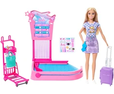 Barbie Lotnisko Odbiór Bagażu Rinkinys su Lalką i Akcesoriami