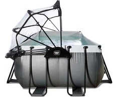 EXIT Juodas Leather pool 400x200x100cm with sand filter pump and dome - juodas