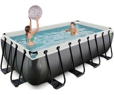 EXIT Juodas Leather pool 400x200x100cm with sand filter pump - juodas