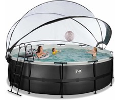 EXIT Juodas Leather pool ø488x122cm with sand filter pump and dome - juodas