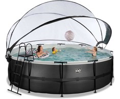EXIT Juodas Leather pool ø488x122cm with sand filter pump and dome - juodas