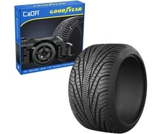CaDA licencijuotas padangų komplektas Goodyear 1:10 RC transporto priemonėms ir statiniams modeliams 4 dalys D014-003