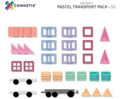 Teka Connetix pastelinis TRANSPORTO rinkinys 50 dalių