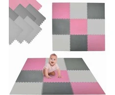 Dėlionė Humbi Foam Mat Foam Puzzle 9 vnt. rožinis grafito pilkas 180 x 180 x 1 cm