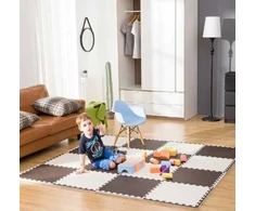 Humbi putplasčio kilimėlis 180x60, didelis putplasčio dėlionės komplektas, atsparus vandeniui, saugus, 3 vnt., tamsiai smėlio / tamsiai smėlio spalvos, kapučino spalvos.