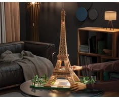 Dėlionė Puzzle 4D Build muzikinis centras Eiffla su podświetleniem LED modelis 3D do złożenia 90 cm