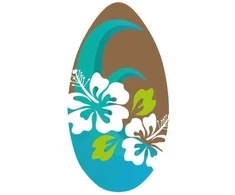 Skimboard 96cm medinė banglentė su gėlėmis