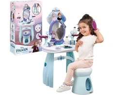 „Disney Frozen“ tualetinis staliukas su taburete ir veidrodžiu 2 viename + 10 priedų
