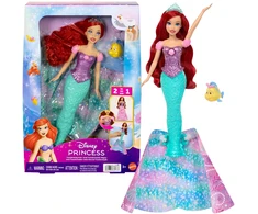 Disney Princess lalka Arielka Mała Syrenka 2w1 princesė i syrenka + priedai