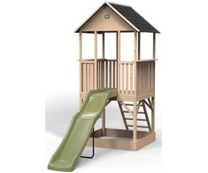 EXIT Panorama 500 wooden playhouse with slide and sandpit