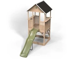 EXIT Panorama 500 wooden playhouse with slide and sandpit