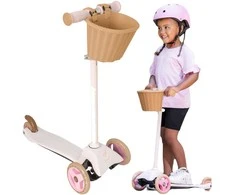 EVO reguliuojamas triratis paspirtukas vaikams, „Mini Cruiser“, su krepšeliu, 2+m., rožinės spalvos