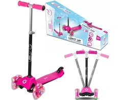 Almarina EVO reguliuojamas 3 ratų paspirtukas vaikams Light Up Mini Cruiser Rožinė Light Up Wheels