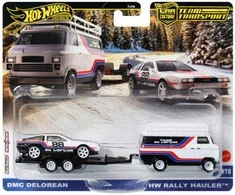 Hot Wheels Premium transporto priemonių rinkinys „Team DeLorean Rally Hauler“ #78 DMC DeLorean