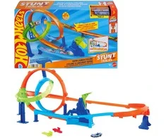 Mattel HOT WHEELS STUNT TRACKS rinkinys – Dvigubos kilpos iššūkis (JHK73)